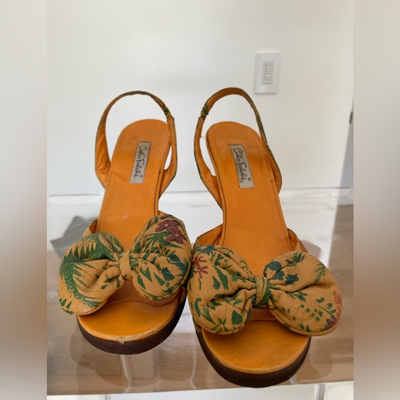 Vintage Carlos Falchi Peep Toe Heels - Picture 1 of 4